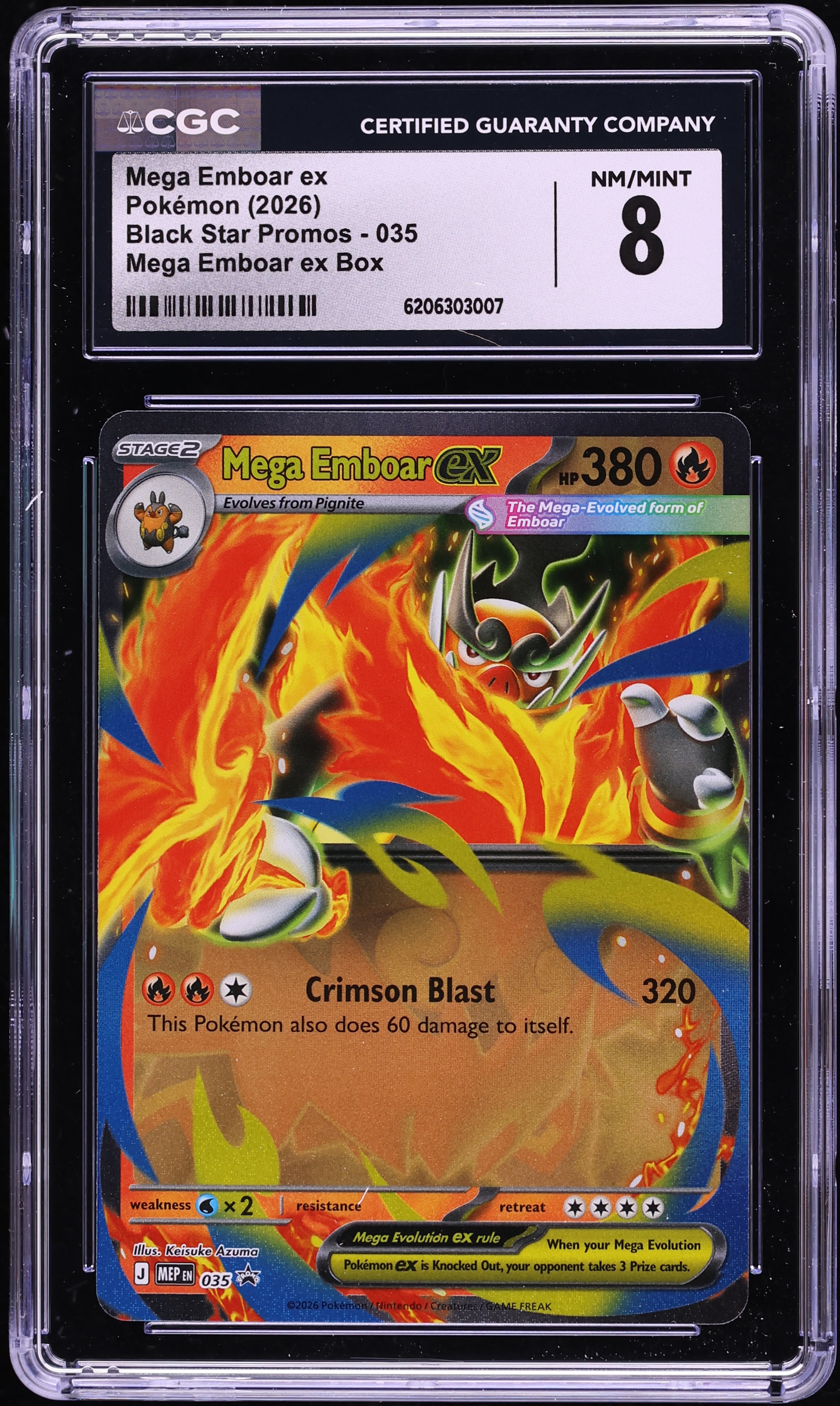 2026 Pokemon Mega Evolution Promo Box Mega Emboar ex #35 CGC 8 NM-MT