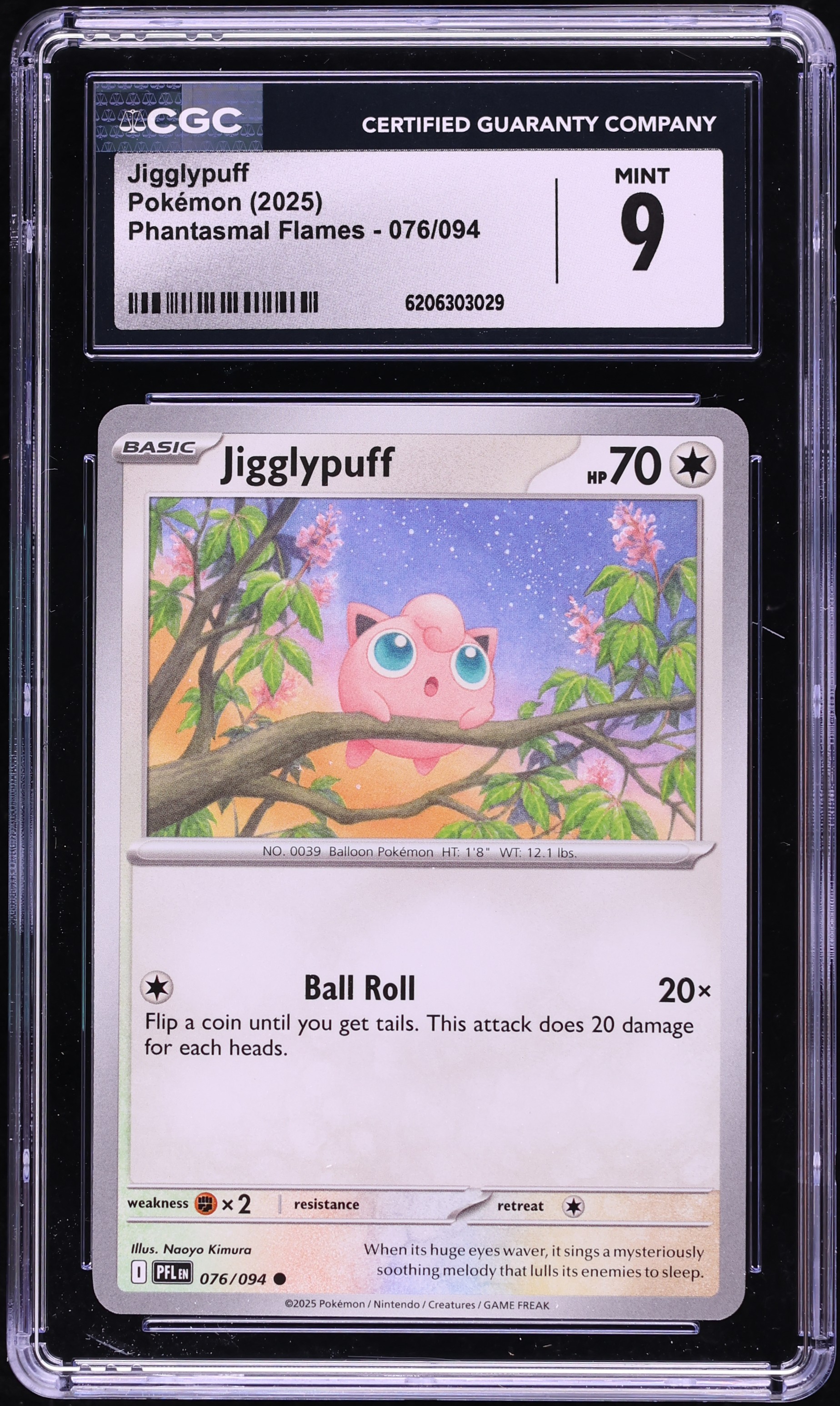 2025 Pokemon Mega Evolution Phantasmal Flames Jigglypuff #76 CGC 9 MINT