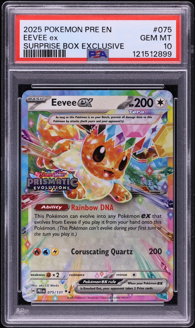 2025 Pokemon Scarlet & Violet Prismatic Evolutions Surprise Box Eevee ex #75 PSA 10 GEM MINT
