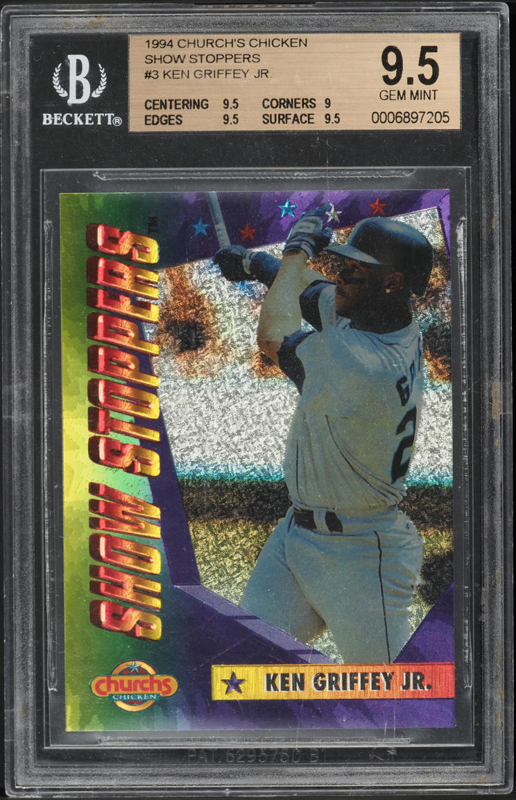 1994 Church's Chicken Show Stoppers Ken Griffey Jr. #3 BGS 9.5 GEM MINT