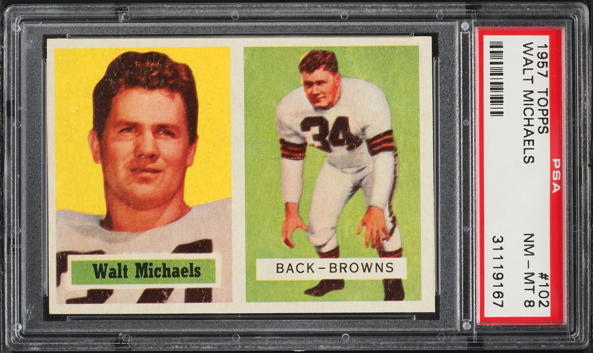 1957 Topps Football Walt Michaels #102 PSA 8 NM-MT