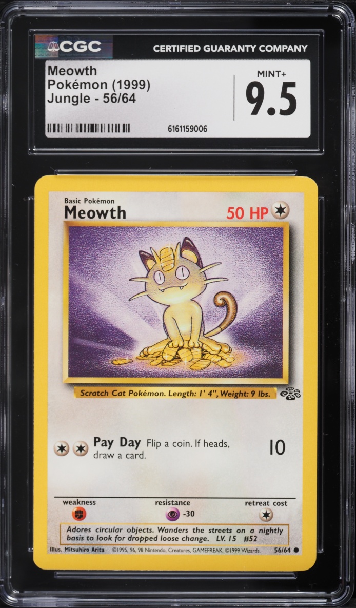 1999 Pokemon Jungle Meowth #56 CGC 9.5 MINT+