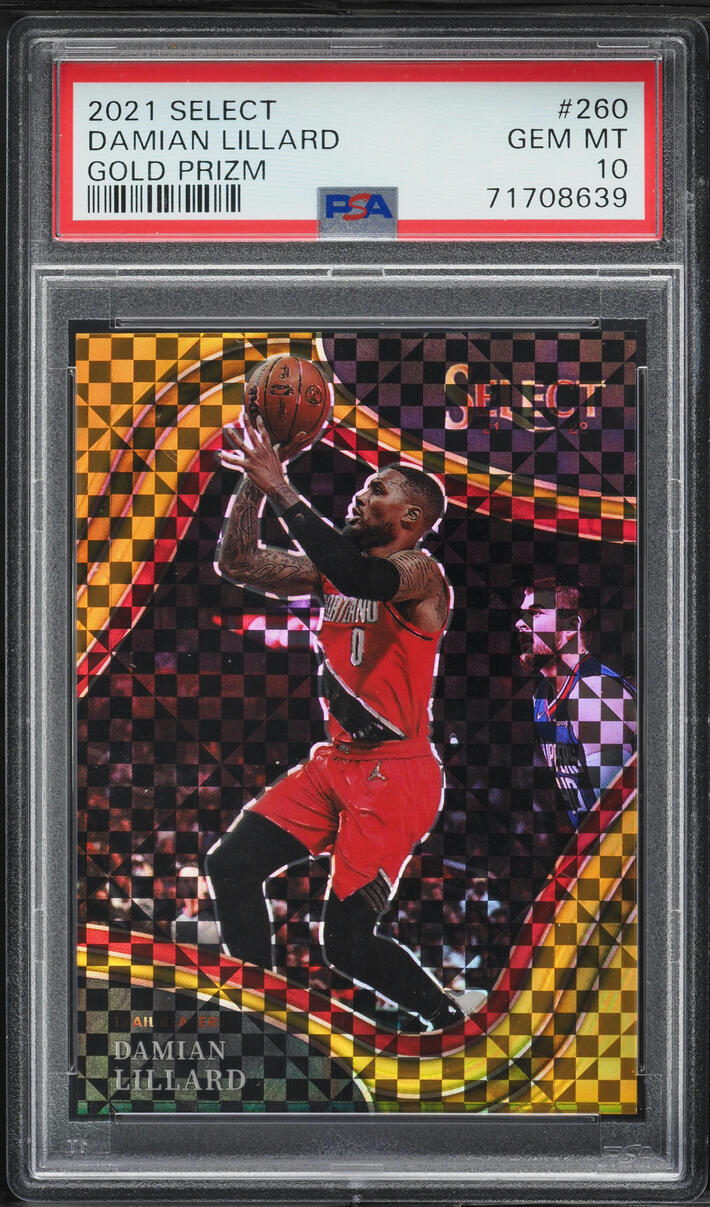 2021 Select Courtside Gold Prizm Damian Lillard /10 #260 PSA 10 GEM MINT