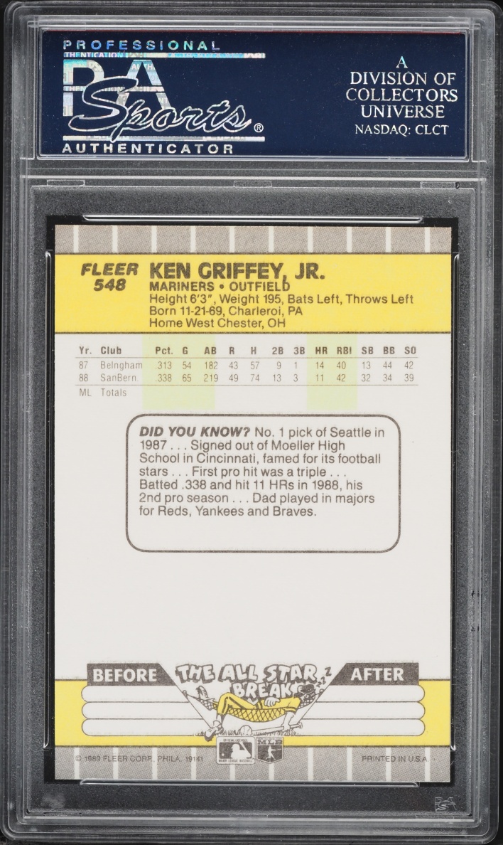1989 Fleer Ken Griffey Jr. ROOKIE #548 PSA 9 MINT