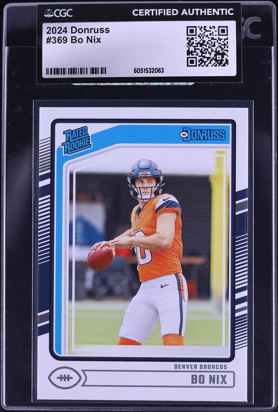 2024 Donruss Football Bo Nix ROOKIE #369 CGC AUTH