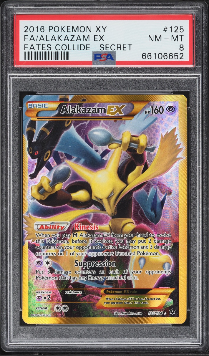 2016 Pokemon XY Fates Collide Full Art Alakazam EX #125 PSA 8 NM-MT