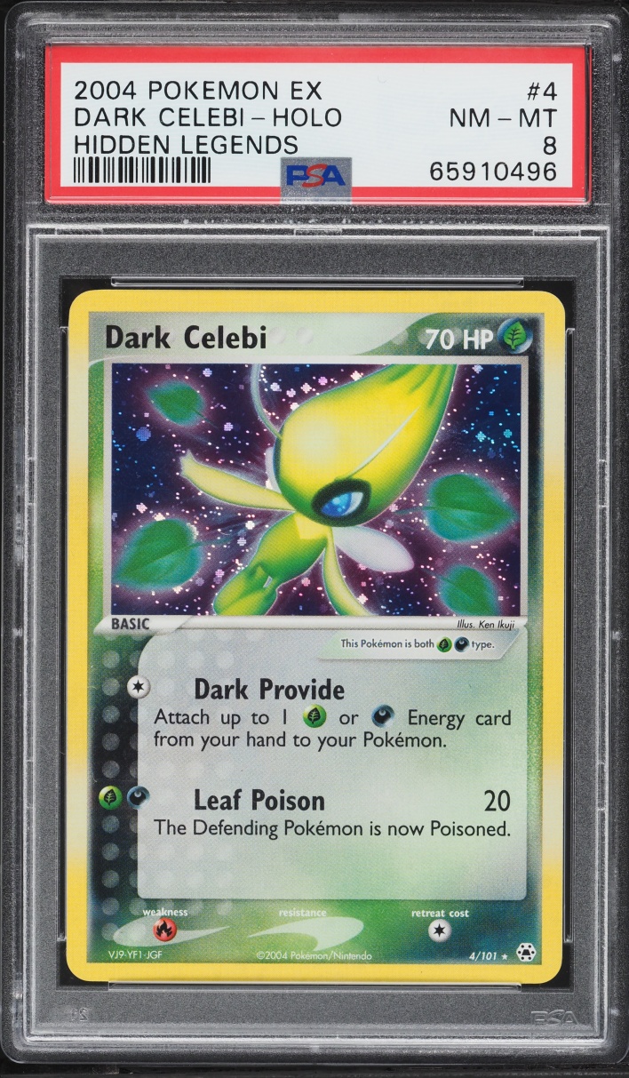 2004 Pokemon EX Hidden Legends Holo Dark Celebi #4 PSA 8 NM-MT