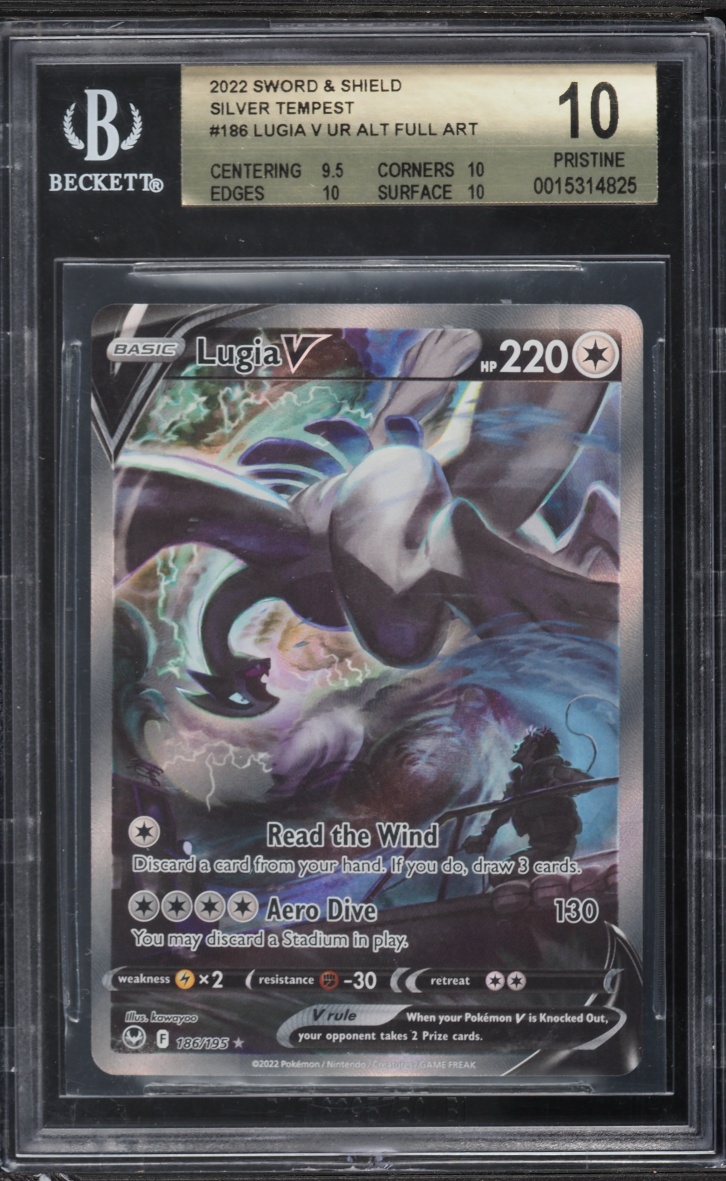 2022 Pokemon Sword & Shield Silver Tempest Alt Art Lugia V #186 BGS 10 PRISTINE