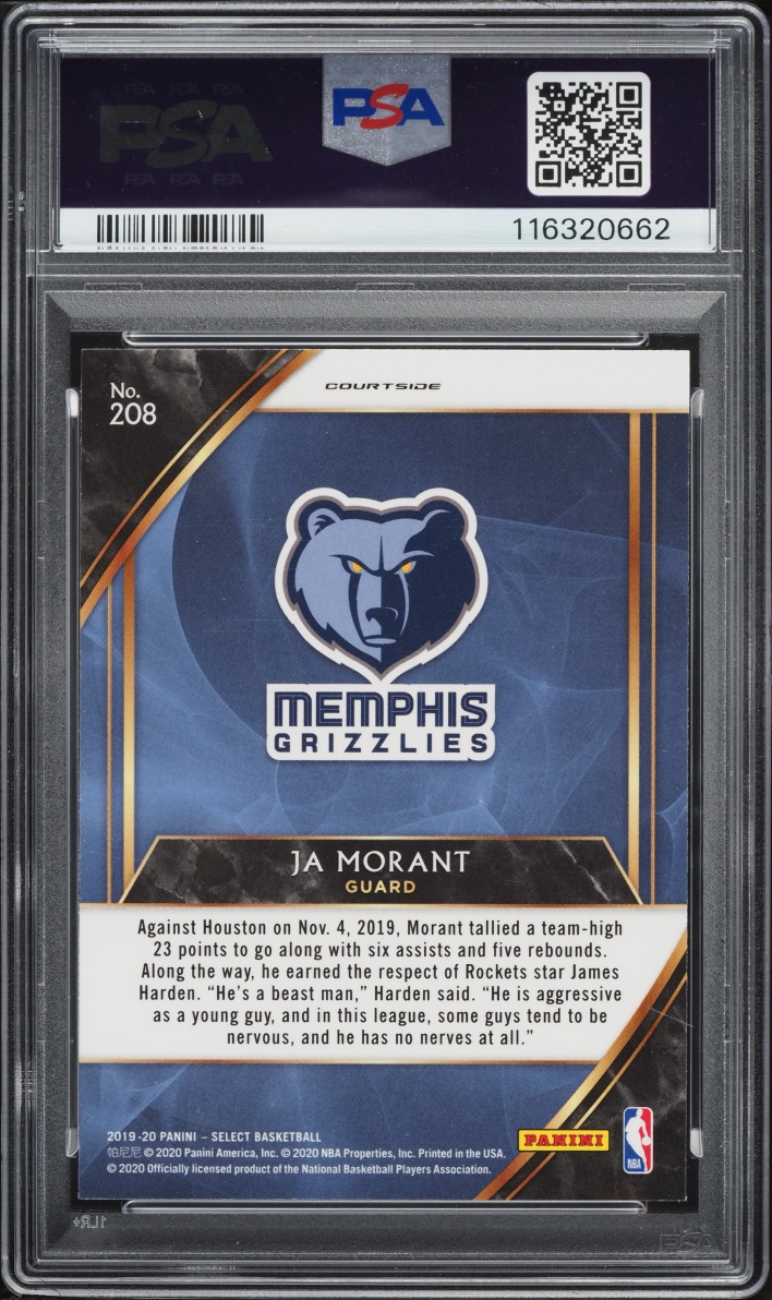 2019 Select Courtside Ja Morant ROOKIE #208 PSA 10 GEM MINT
