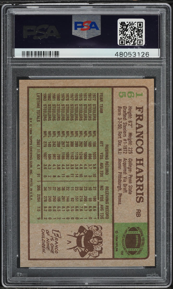 1984 Topps Football Franco Harris #165 PSA 6 EXMT
