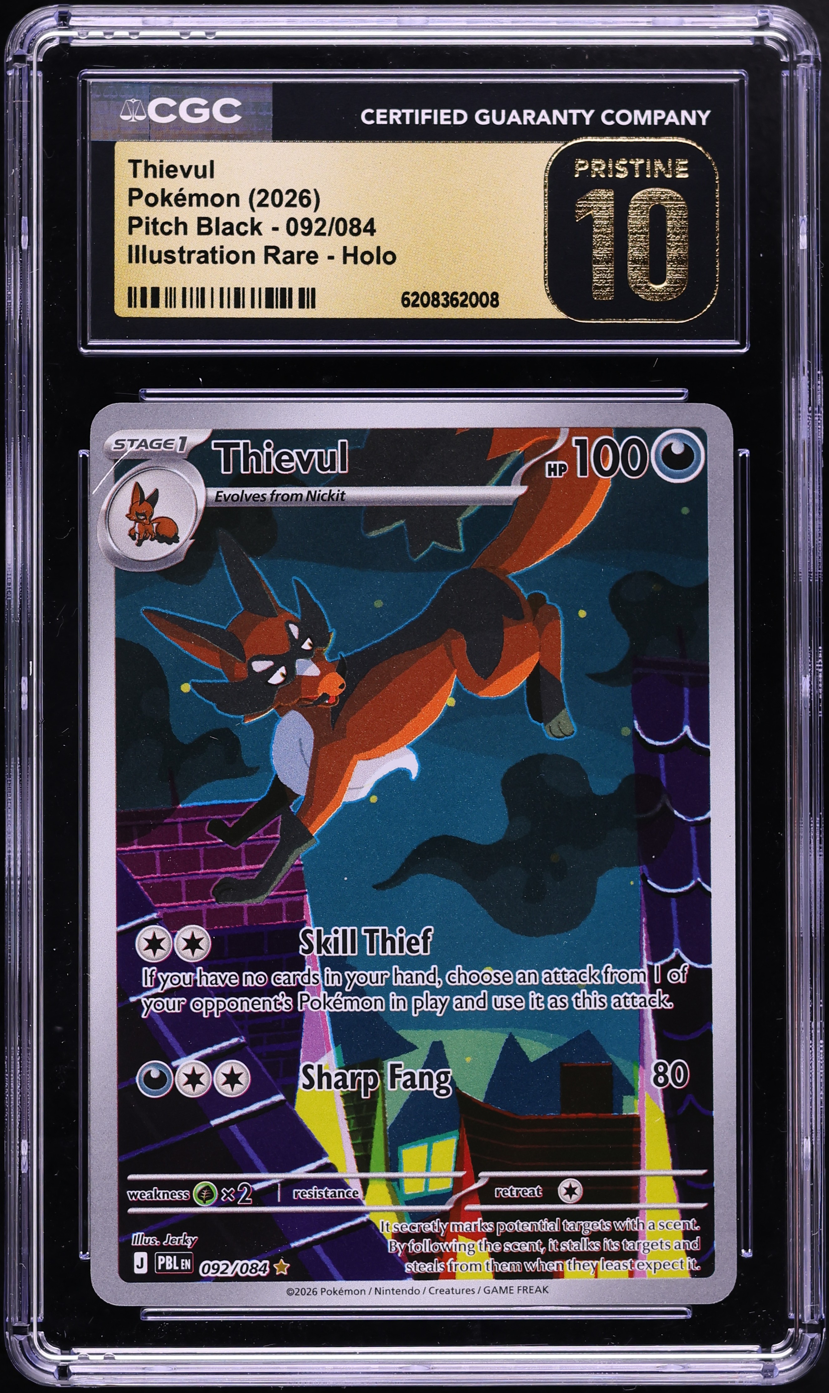 2026 Pokemon Mega Evolution Pitch Black IR Thievul #92 CGC 10 PRISTINE