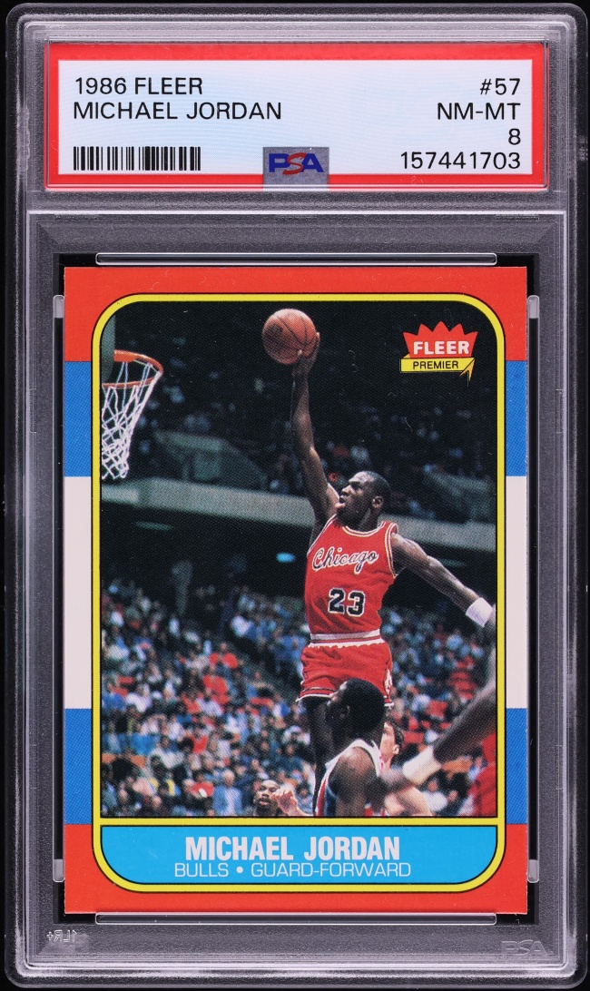 1986 Fleer Basketball Michael Jordan ROOKIE #57 PSA 8 NM-MT