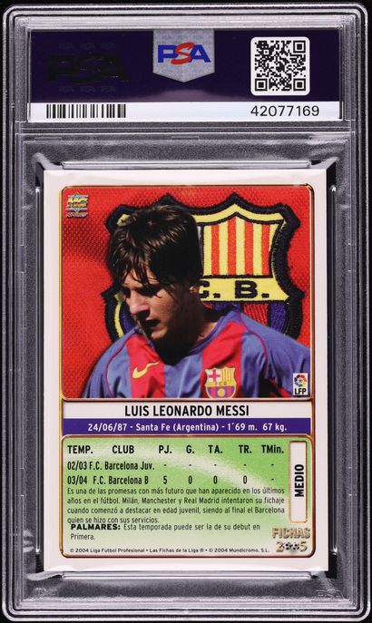 2004 Mundi Cromo Liga Lionel Messi ROOKIE #617 PSA 10 GEM MINT