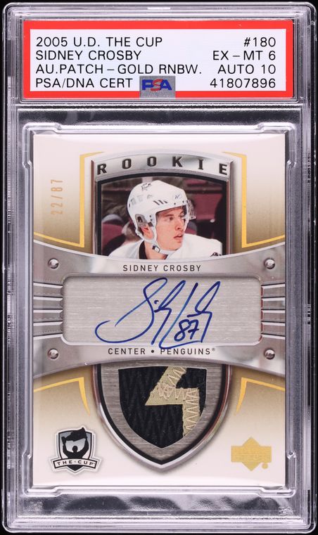 2005 Upper Deck The Cup Gold Rainbow Sidney Crosby ROOKIE PATCH AUTO DNA 10 /87 #180 PSA 6 EXMT