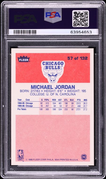1986 Fleer Basketball Michael Jordan ROOKIE #57 PSA 10 GEM MINT