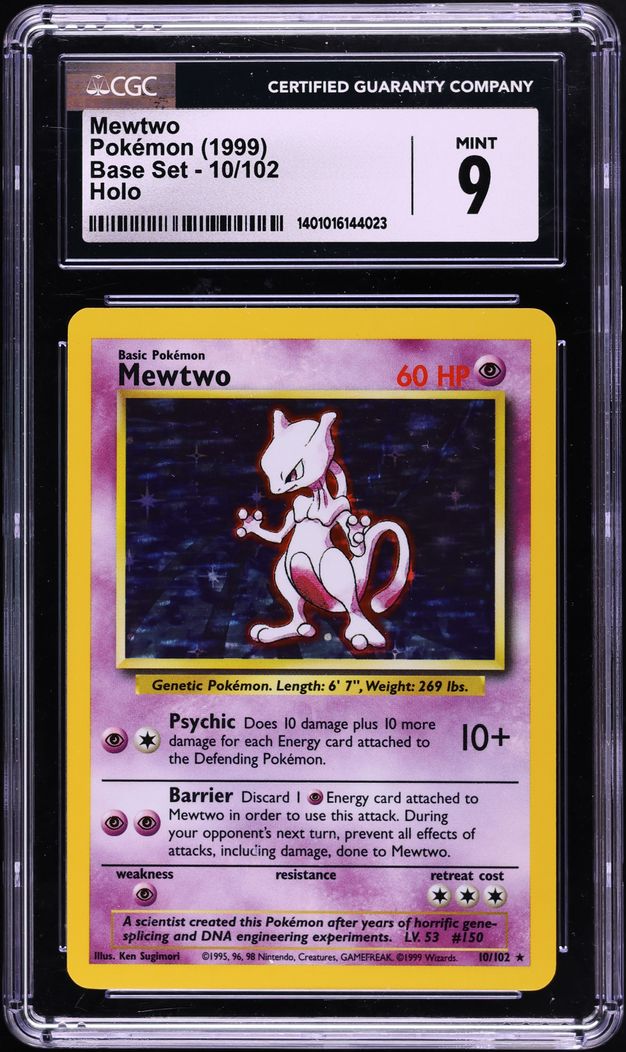 1999 Pokemon Base Set Holo Mewtwo #10 CGC 9 MINT