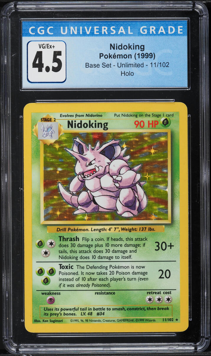 1999 Pokemon Base Set Holo Nidoking #11 CGC 4.5 VGEX+