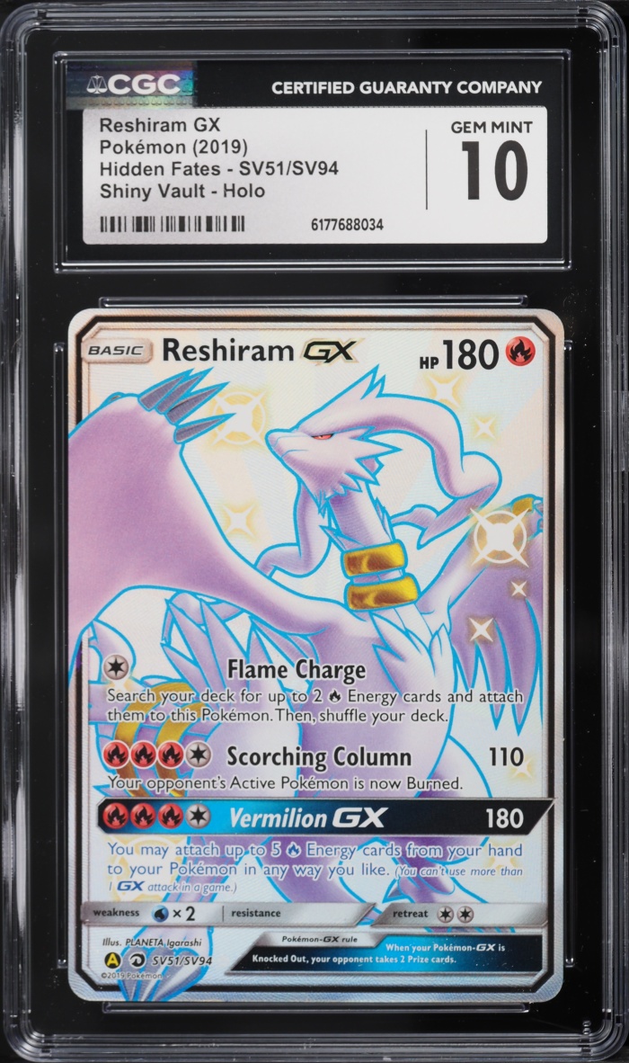 2019 Pokemon Sun & Moon Hidden Fates Vault Shiny Reshiram GX #SV51 CGC 10 GEM MINT