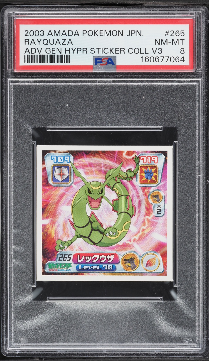 2003 #265 Japanese Amada Advanced Generation Hyper Sticker Vol. 3 Rayquaza Nm-Mt PSA 8 Pokemon