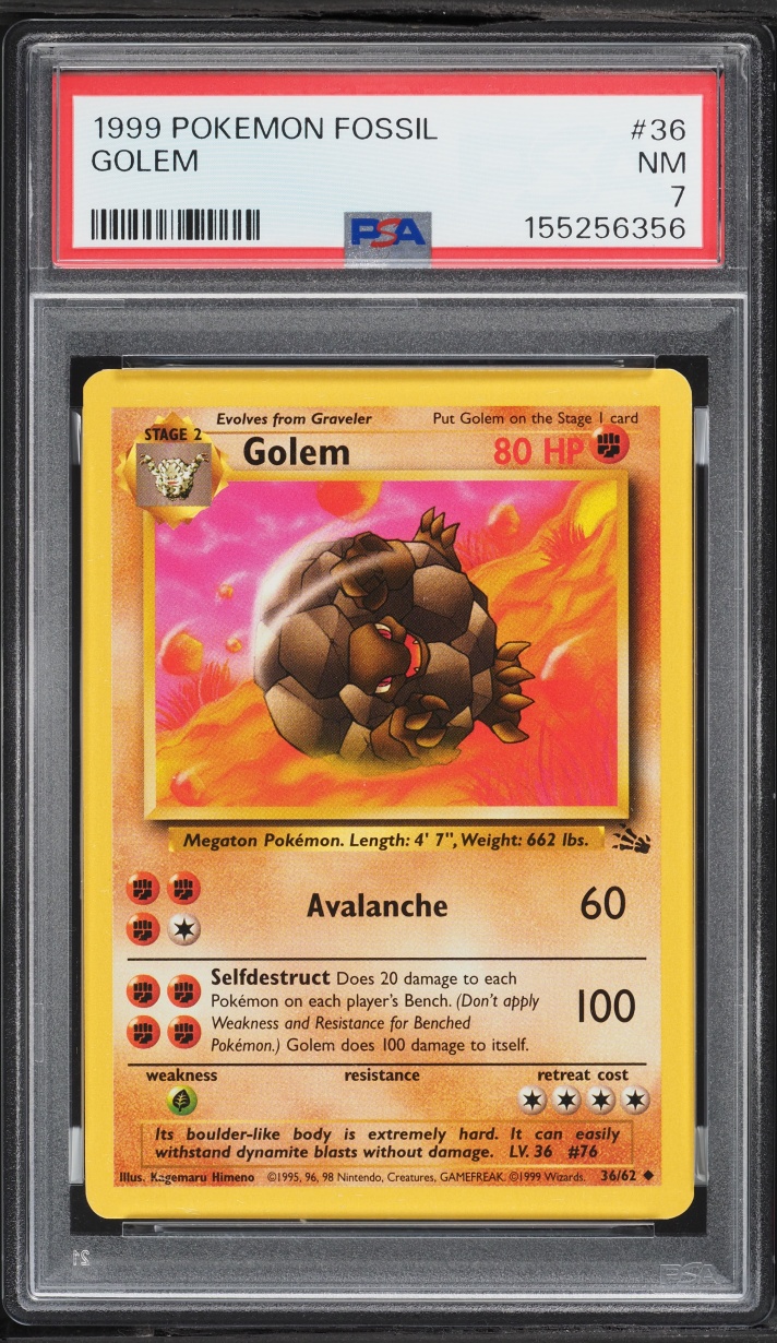 1999 #36 Fossil Golem Nrmt PSA 7 Pokemon