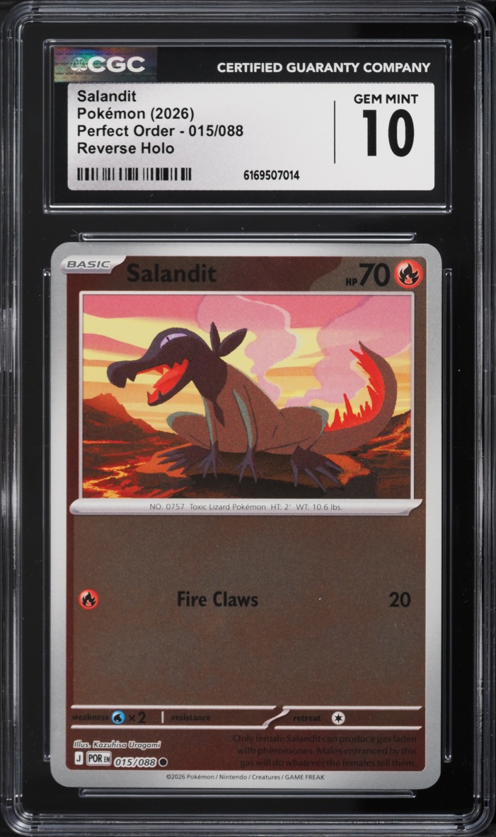 2026 Pokemon Mega Evolution Perfect Order Reverse Holo Salandit #15 CGC 10 GEM MINT