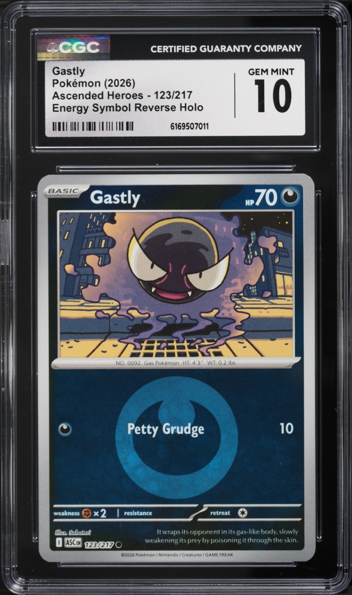 2026 Pokemon Mega Evolution Ascended Heroes Energy Symbol Reverse Holo Gastly #123 CGC 10 GEM