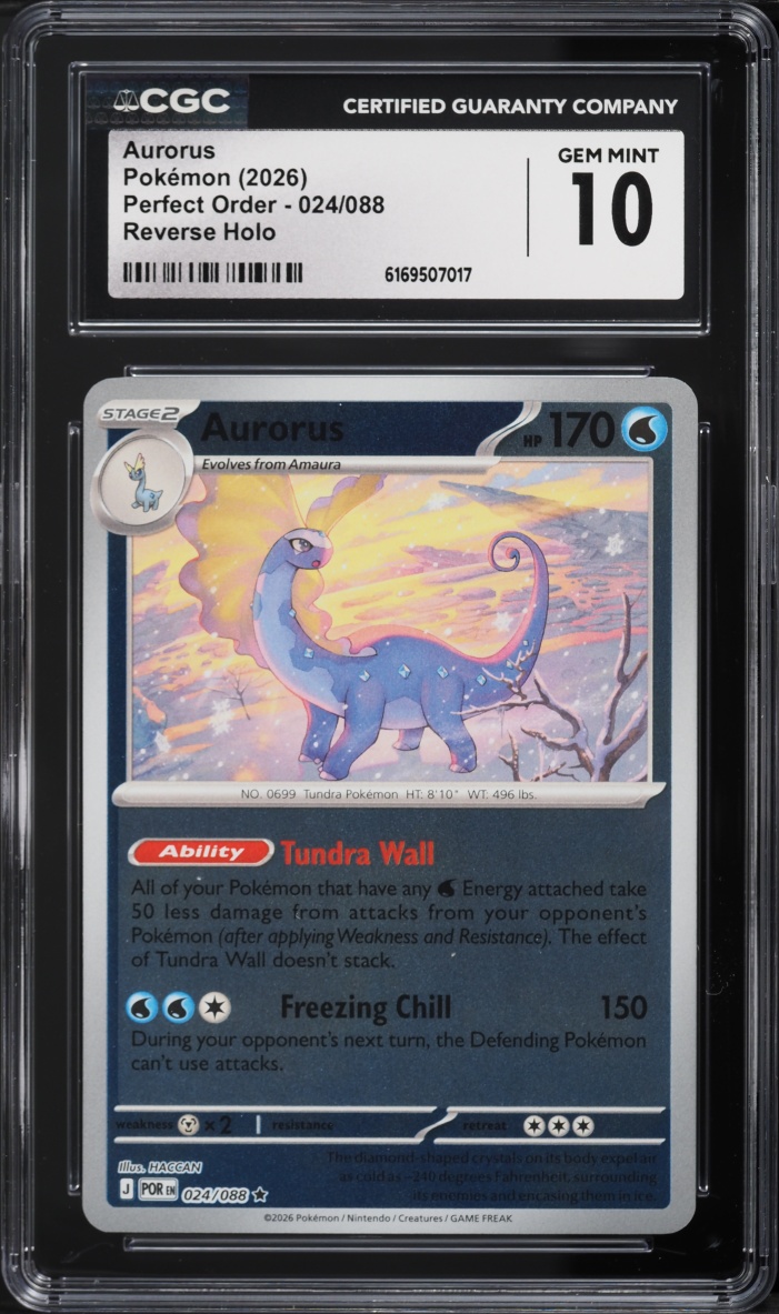 2026 Pokemon Mega Perfect Order Reverse Holo Aurorus #024 CGC 10 GEM MINT