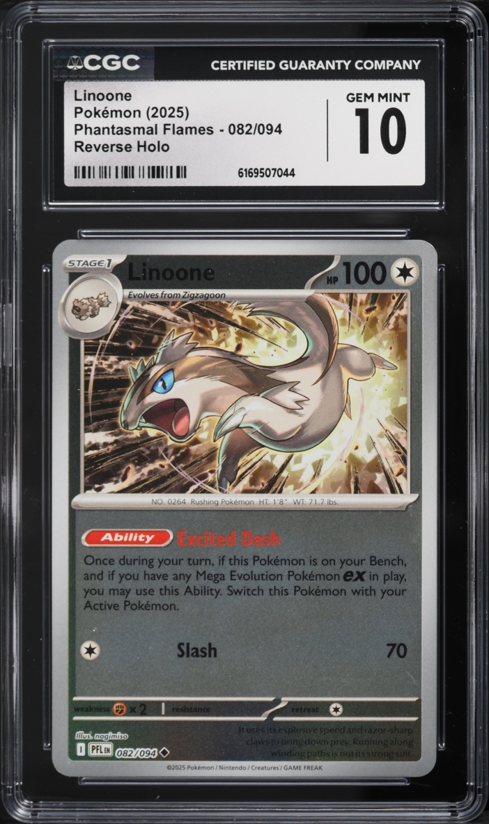 2025 Pokemon Mega Evolution Phantasmal Flames Reverse Holo Linoone #082 CGC 10 GEM MINT