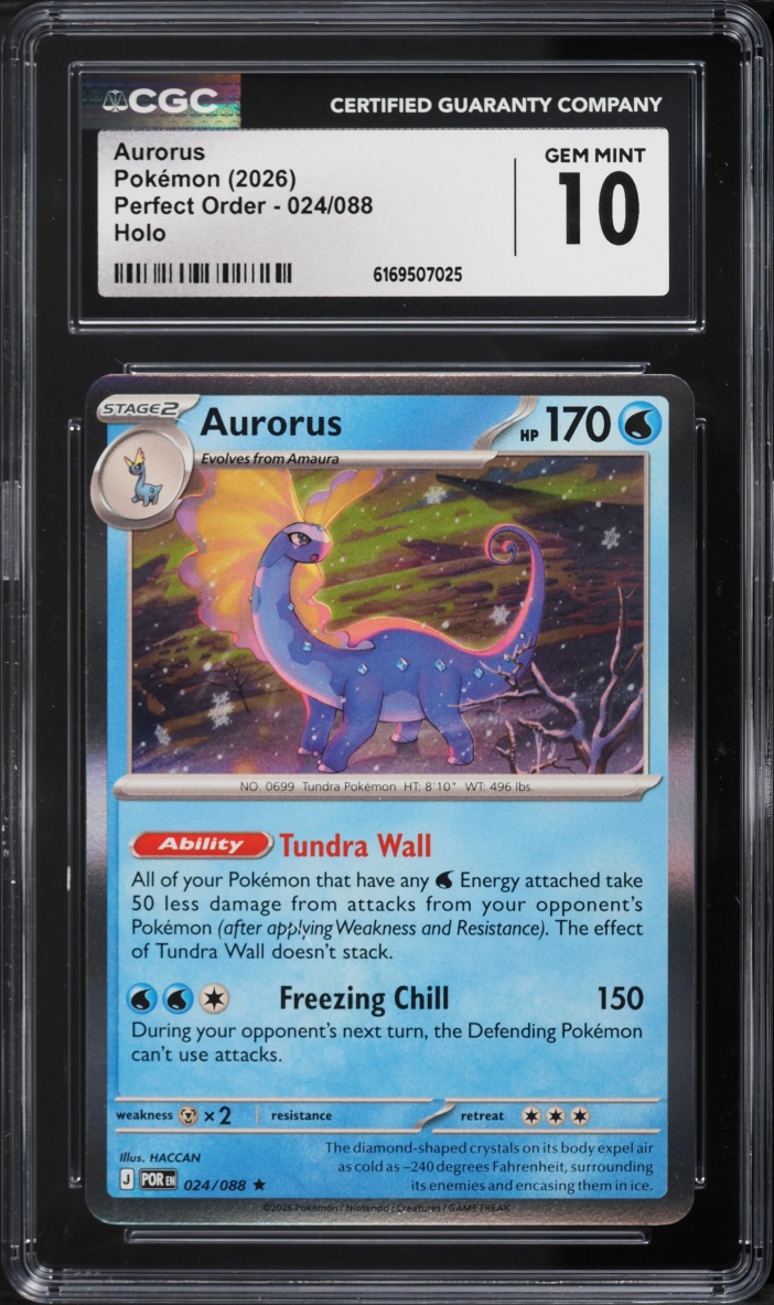 2026 Pokemon Mega Evolution Perfect Order Holo Aurorus #24 CGC 10 GEM MINT