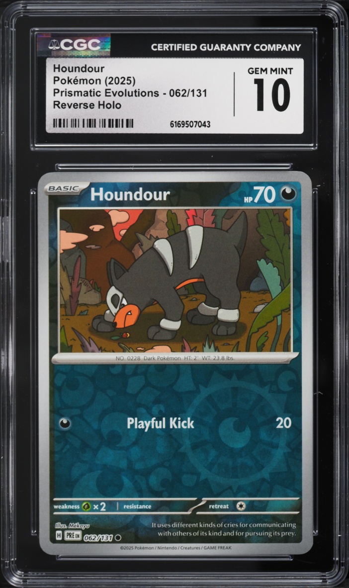 2025 Pokemon Scarlet & Violet Prismatic Evolutions Reverse Holo Houndour #62 CGC 10 GEM MINT