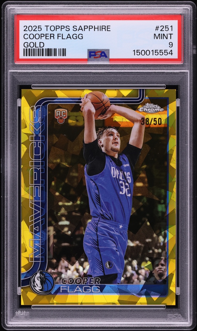 2025 Topps Chrome Sapphire Edition Gold Cooper Flagg ROOKIE /50 #251 PSA 9 MINT