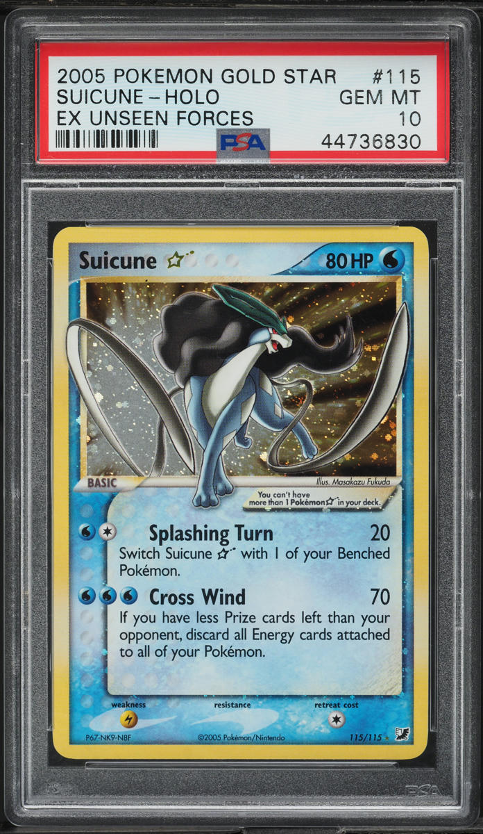 2005 Pokemon EX Unseen Forces Holo Suicune Gold Star #115 PSA 10 GEM MINT