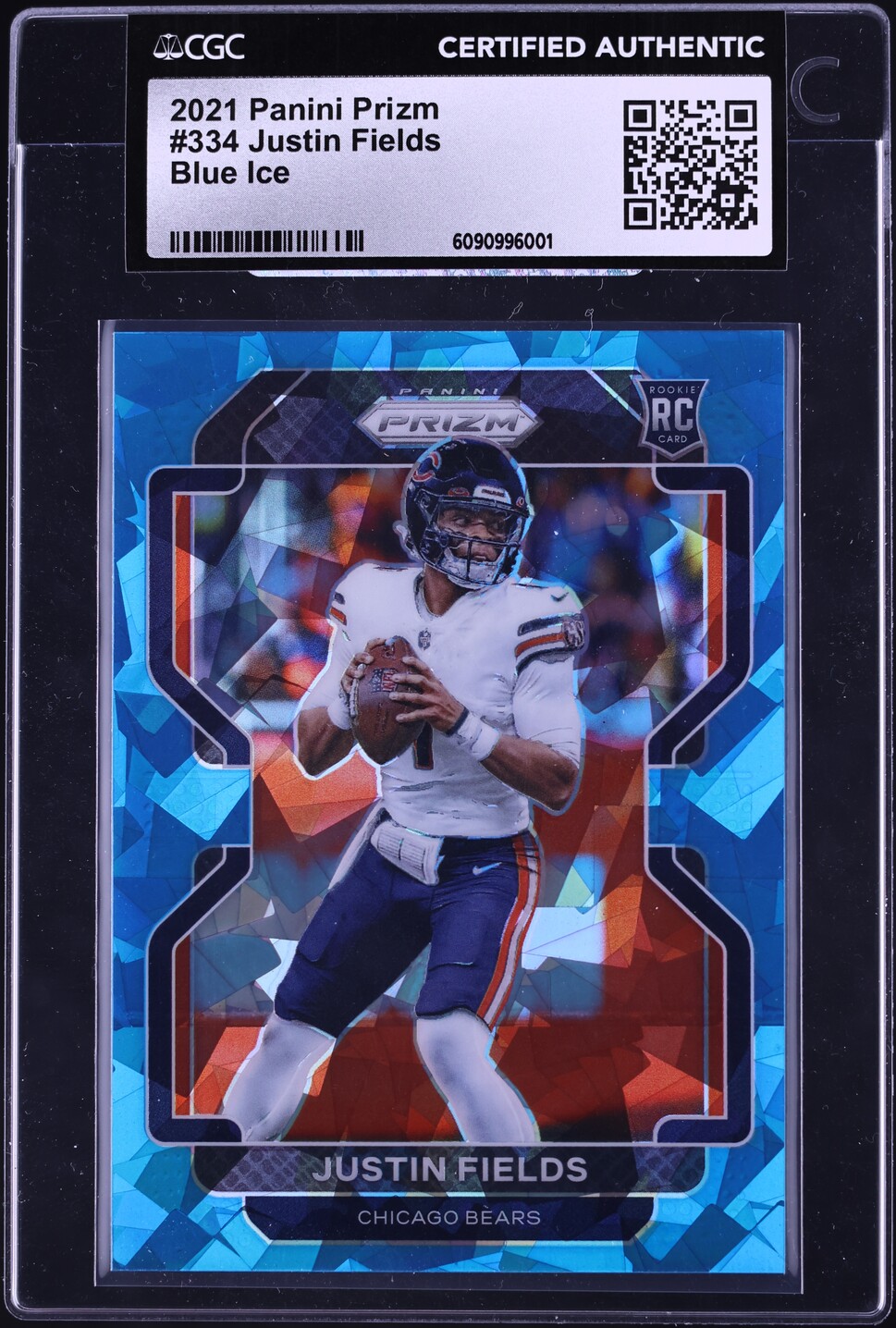 2021 Panini Prizm Blue Ice Justin Fields ROOKIE /99 #334 CGC AUTH