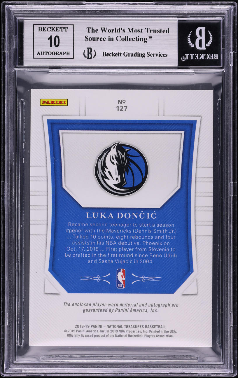 2018 National Treasures Luka Doncic ROOKIE PATCH AUTO /99 #127 BGS 9 MINT