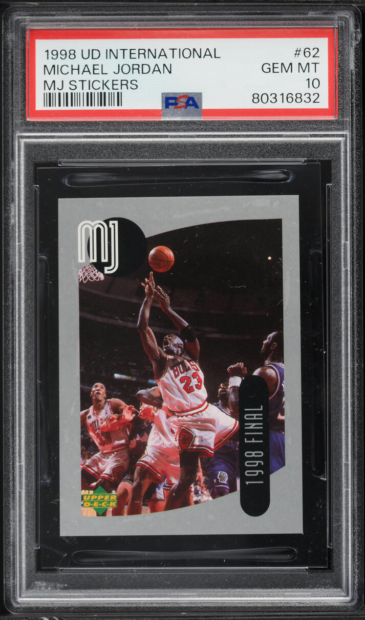 1998 Upper Deck International MJ Stickers Michael Jordan #62 PSA 10 GEM MINT