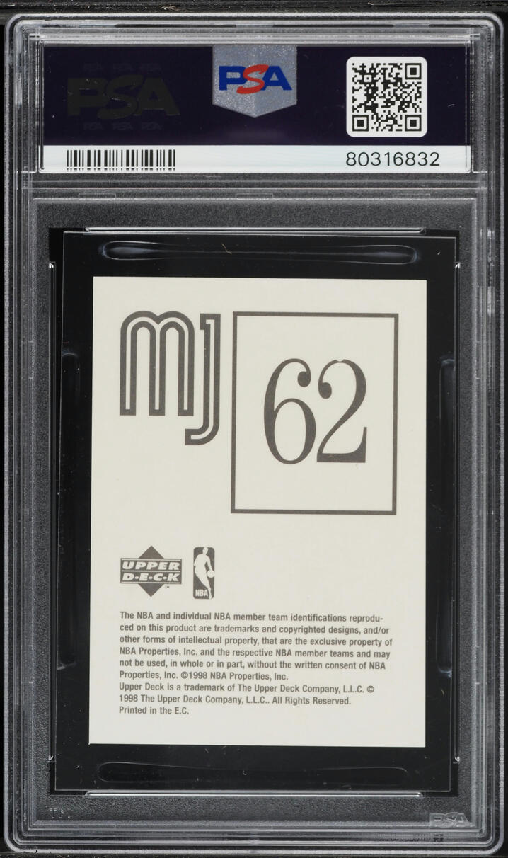 1998 Upper Deck International MJ Stickers Michael Jordan #62 PSA 10 GEM MINT