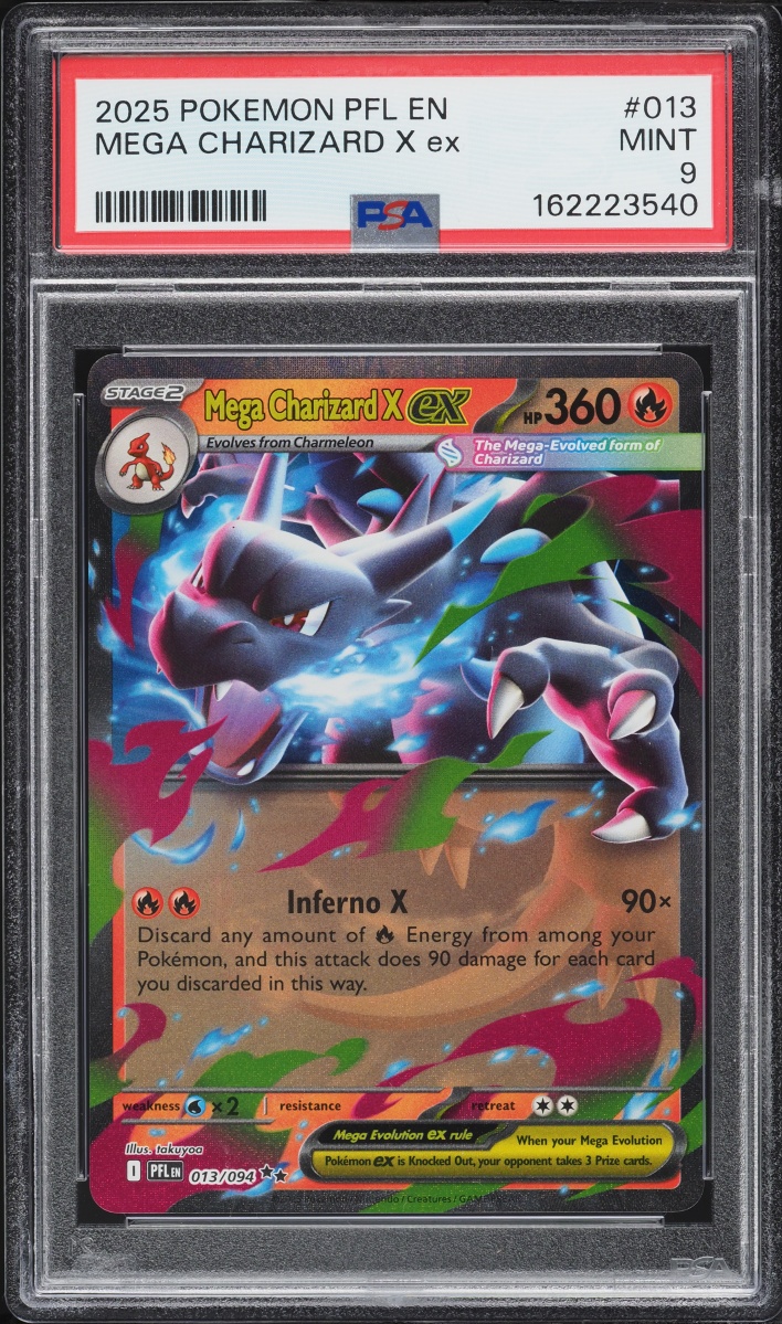 2025 Pokemon Mega Evolution Phantasmal Flames Mega Charizard X Ex #13 PSA 9 MINT