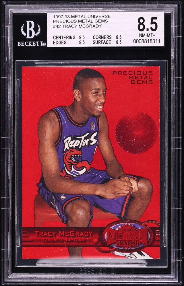 1997 Metal Universe Precious Metal Gems PMG Red Tracy McGrady ROOKIE /100 #42 BGS 8.5 NM-MT+