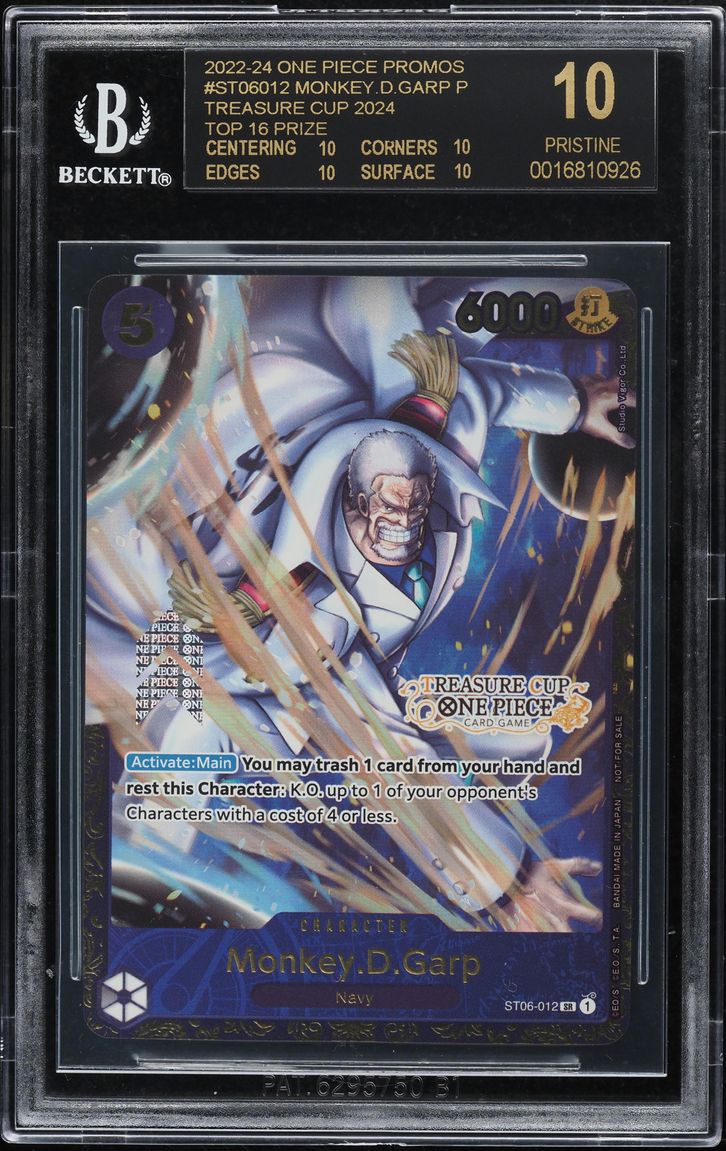 2022-24 One Piece Promo Treasure Cup Monkey D. Garp #ST0-6012 BGS 10 BLACK LABEL