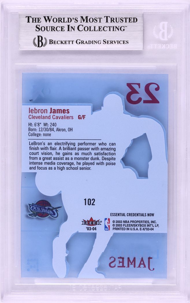 2003 Fleer E-X Essential Credentials Now LeBron James ROOKIE /102 #102 BGS 8.5