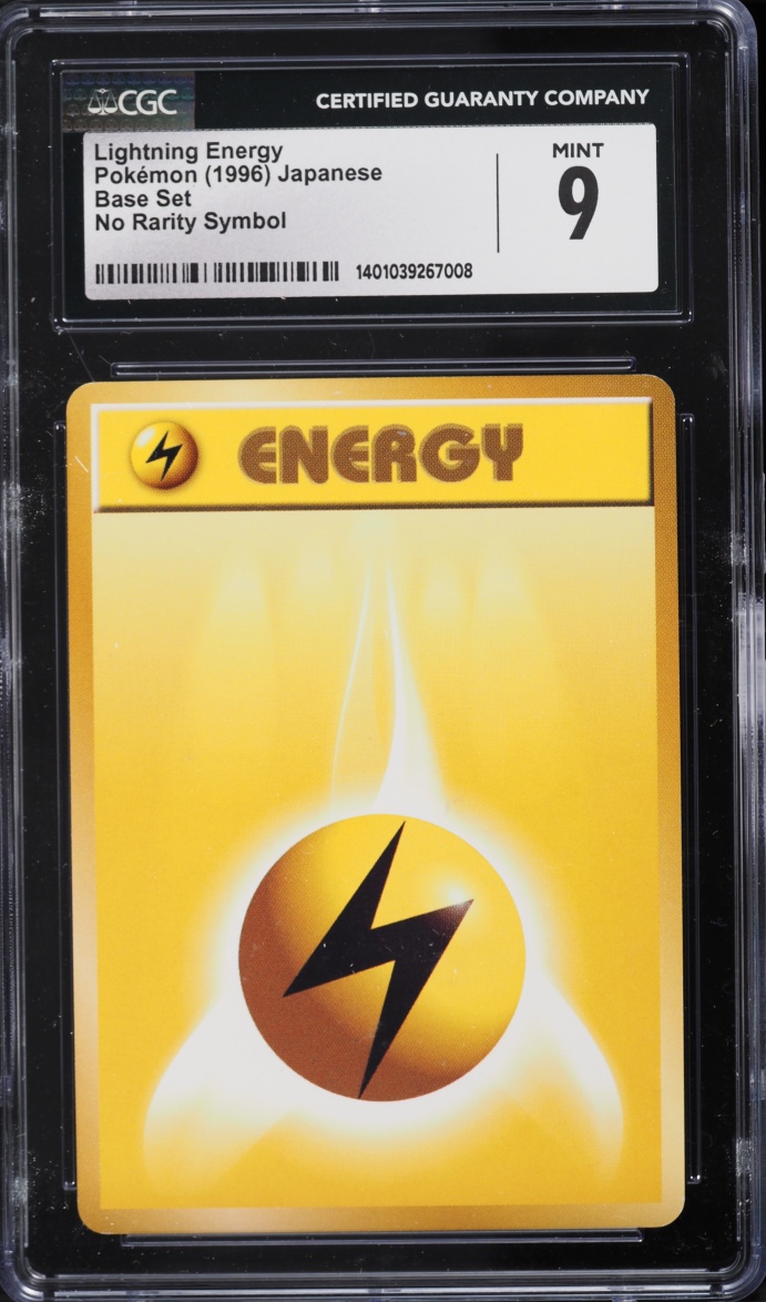 1996 Pokemon Japanese Base Set No Rarity Symbol Lightning Energy CGC 9 MINT