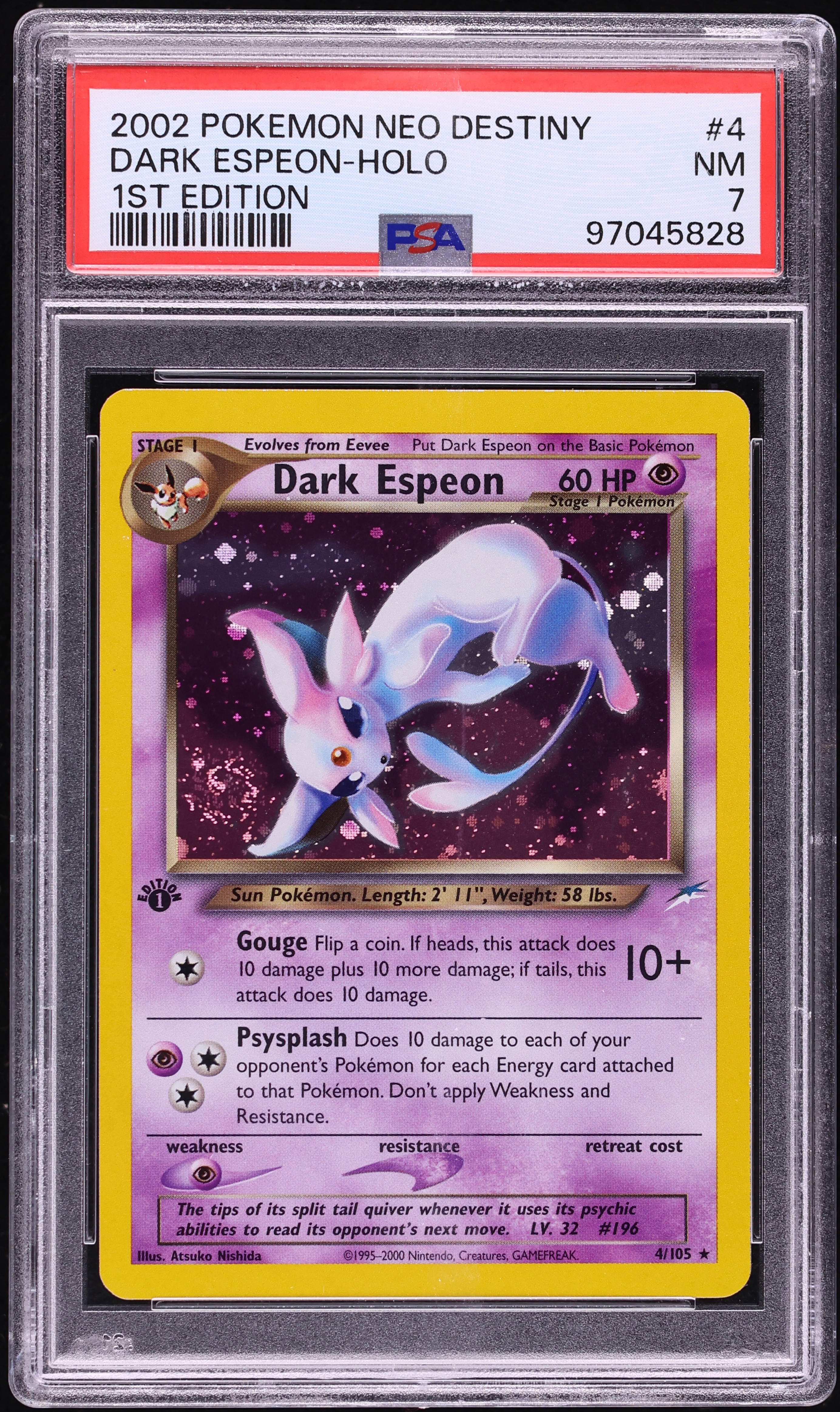 2002 Pokemon Neo Destiny 1st Edition Holo Dark Espeon #4 PSA 7 NRMT