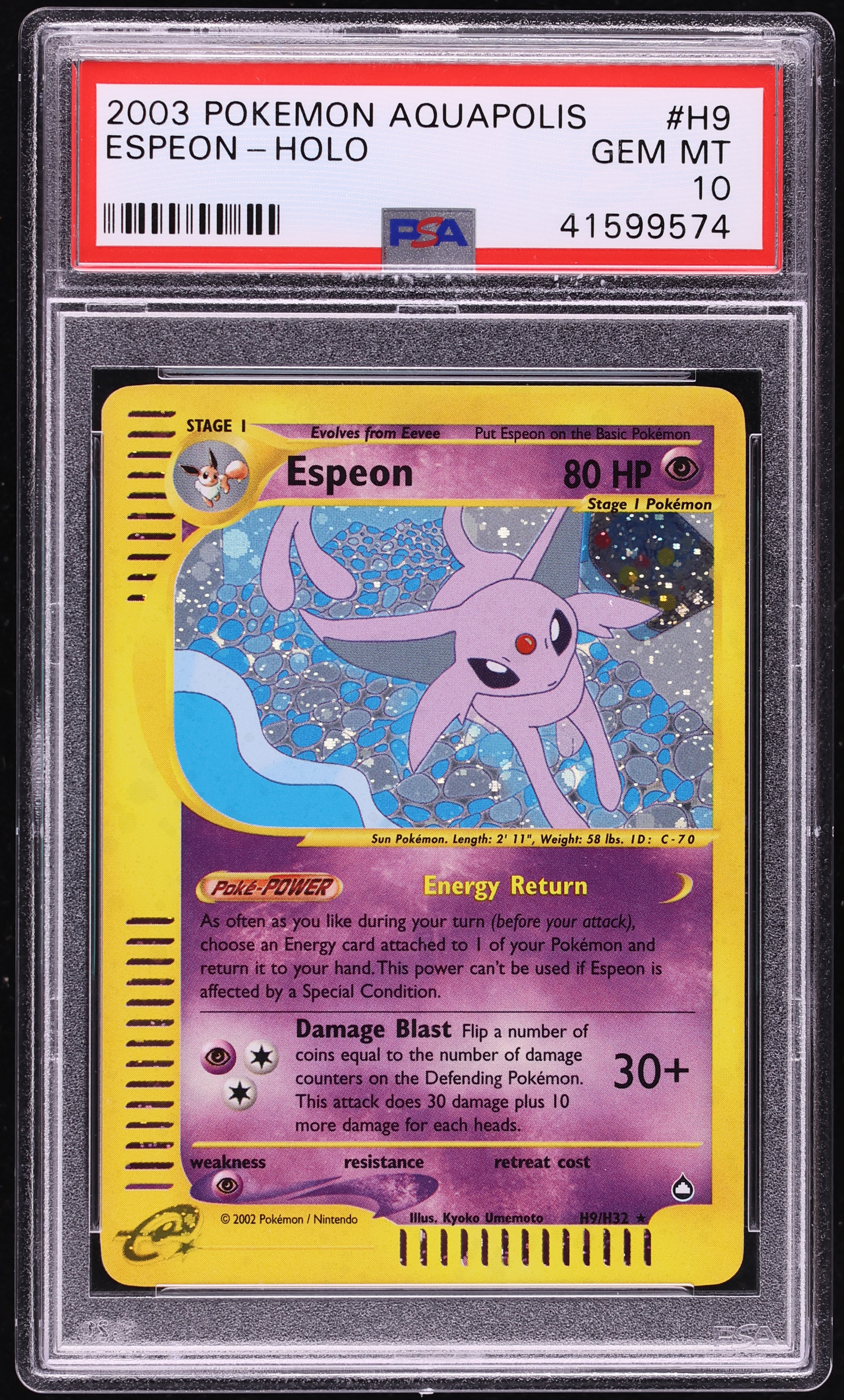 2003 Pokemon Aquapolis Holo Espeon #H9 PSA 10 GEM MINT