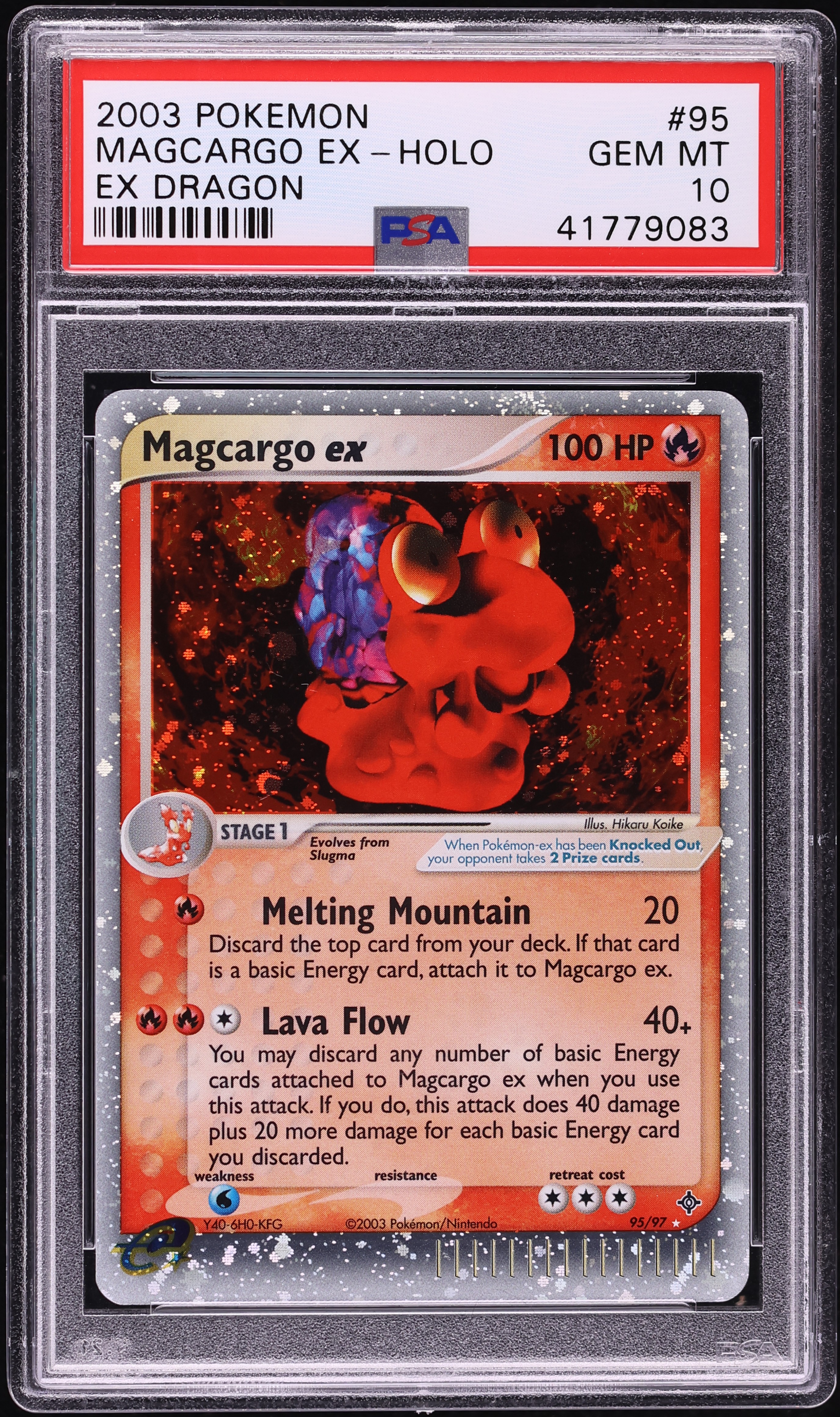 2003 Pokemon EX Dragon Holo Magcargo EX #95 PSA 10 GEM MINT
