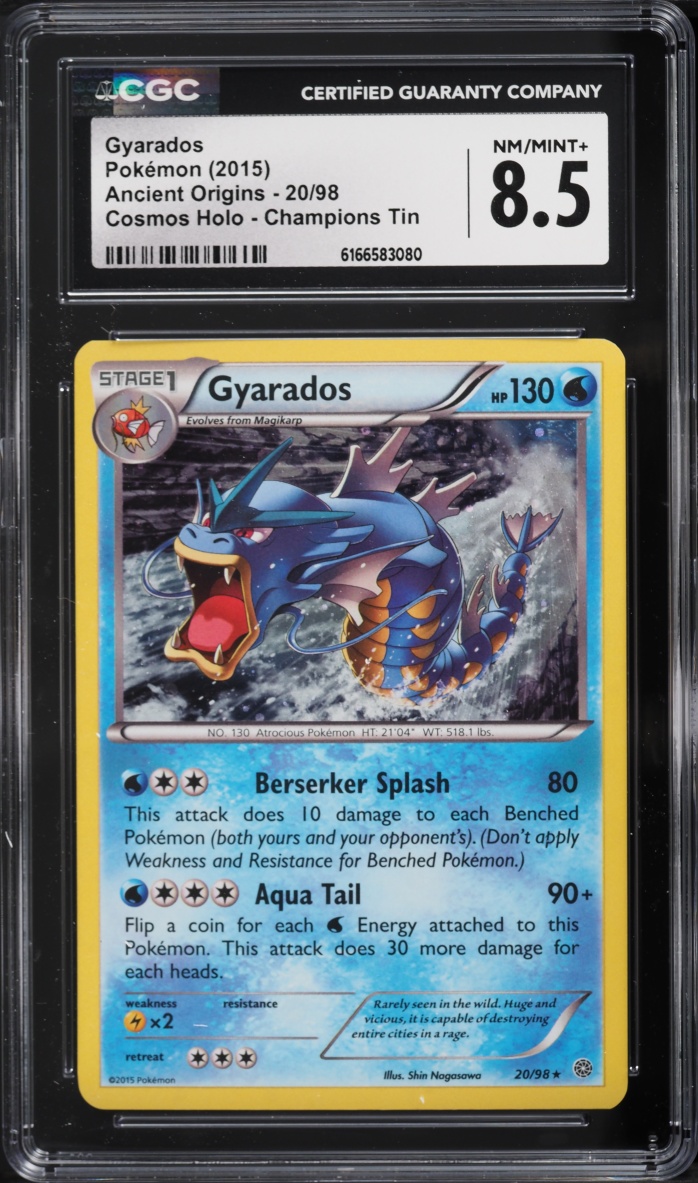 2015 Pokemon XY Ancient Origins Cosmos Holo Champions Tin Gyarados #20 CGC 8.5 NM-MT+