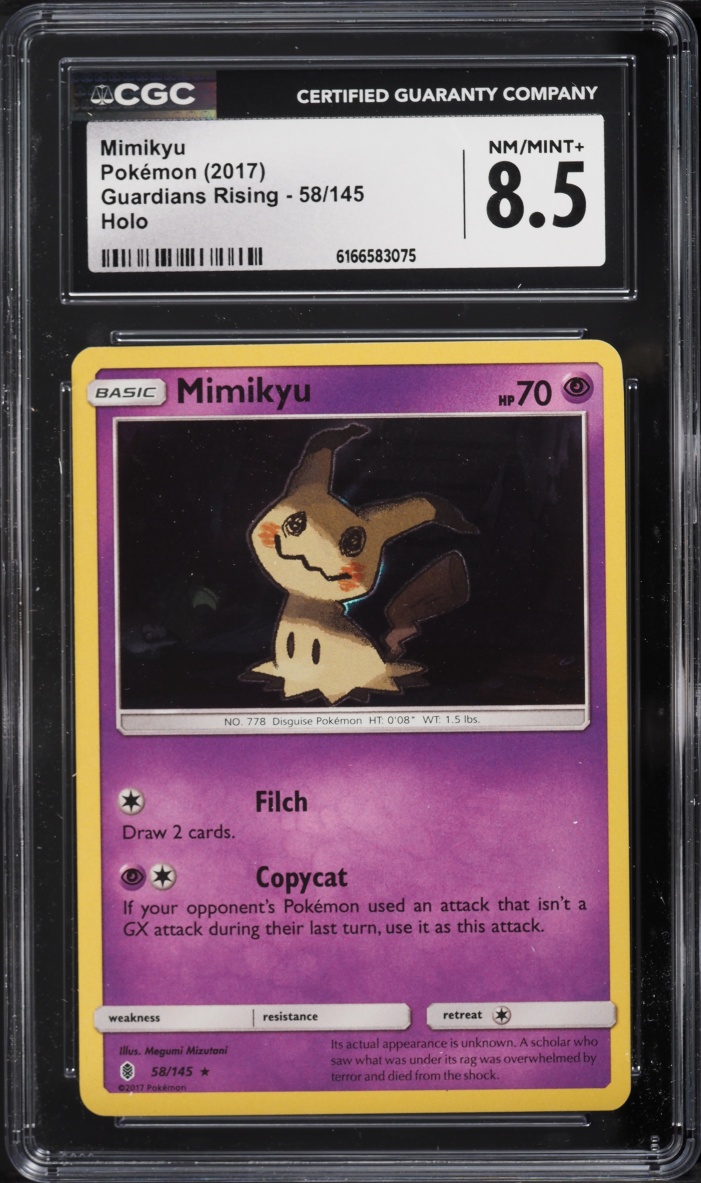 2017 Pokemon Sun & Moon Guardians Rising Holo Mimikyu #58 CGC 8.5 NM-MT+