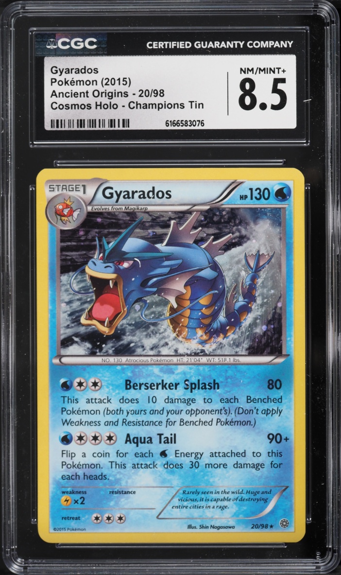 2015 Pokemon XY Ancient Origins Cosmos Holo Champions Tin Gyarados #20 CGC 8.5 NM-MT+