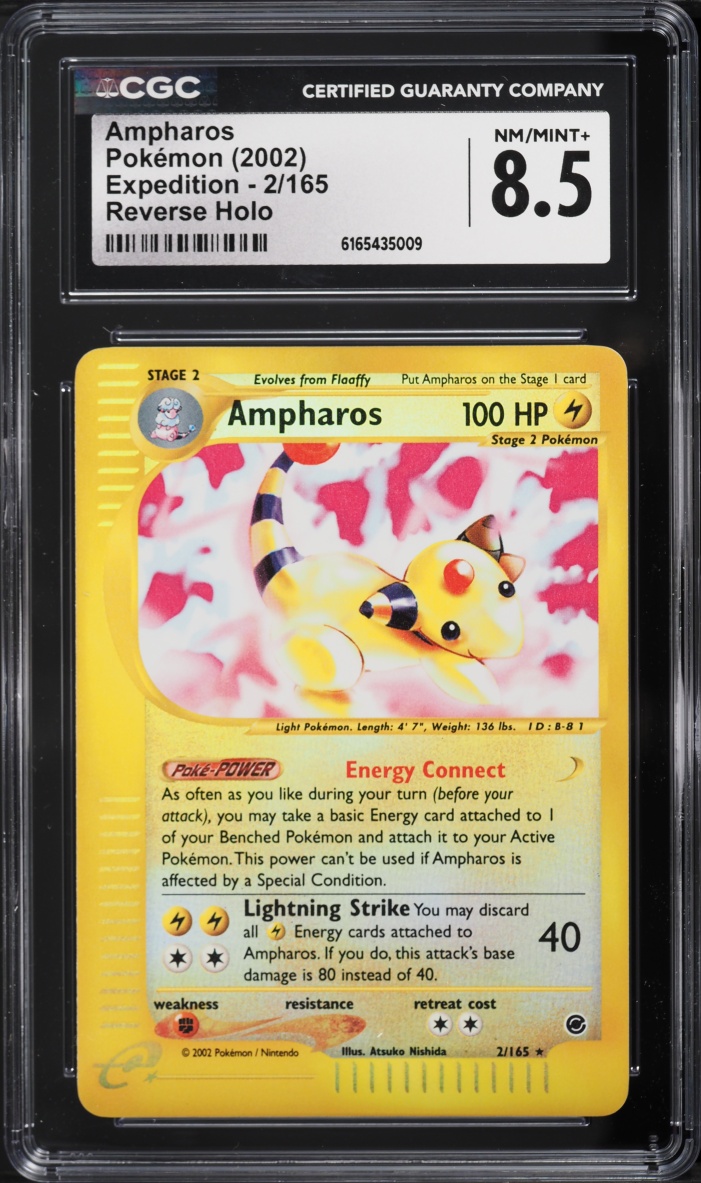 2002 Pokemon Expedition Reverse Holo Ampharos #2 CGC 8.5 NM-MT+