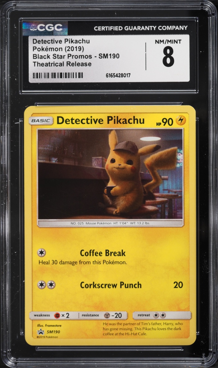 2019 Pokemon Sun & Moon Promo Theatrical Release Detective Pikachu #SM190 CGC 8 NM-MT