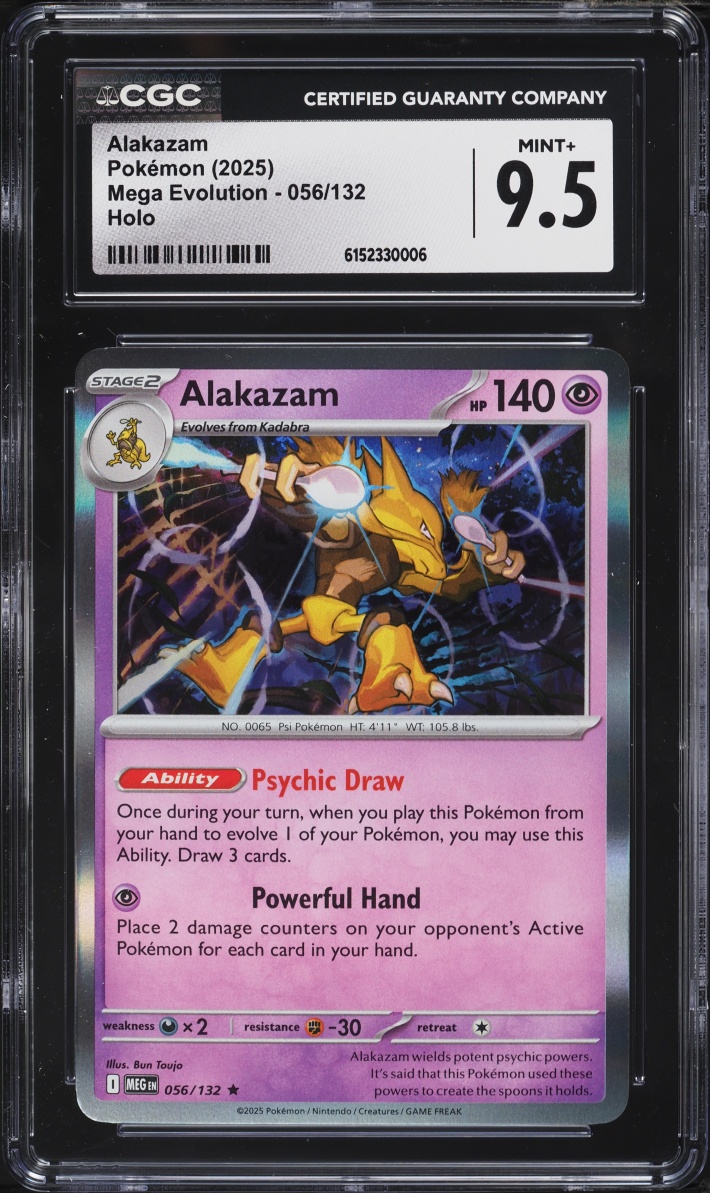 2025 Pokemon Mega Evolution Holo Alakazam #56 CGC 9.5 MINT+
